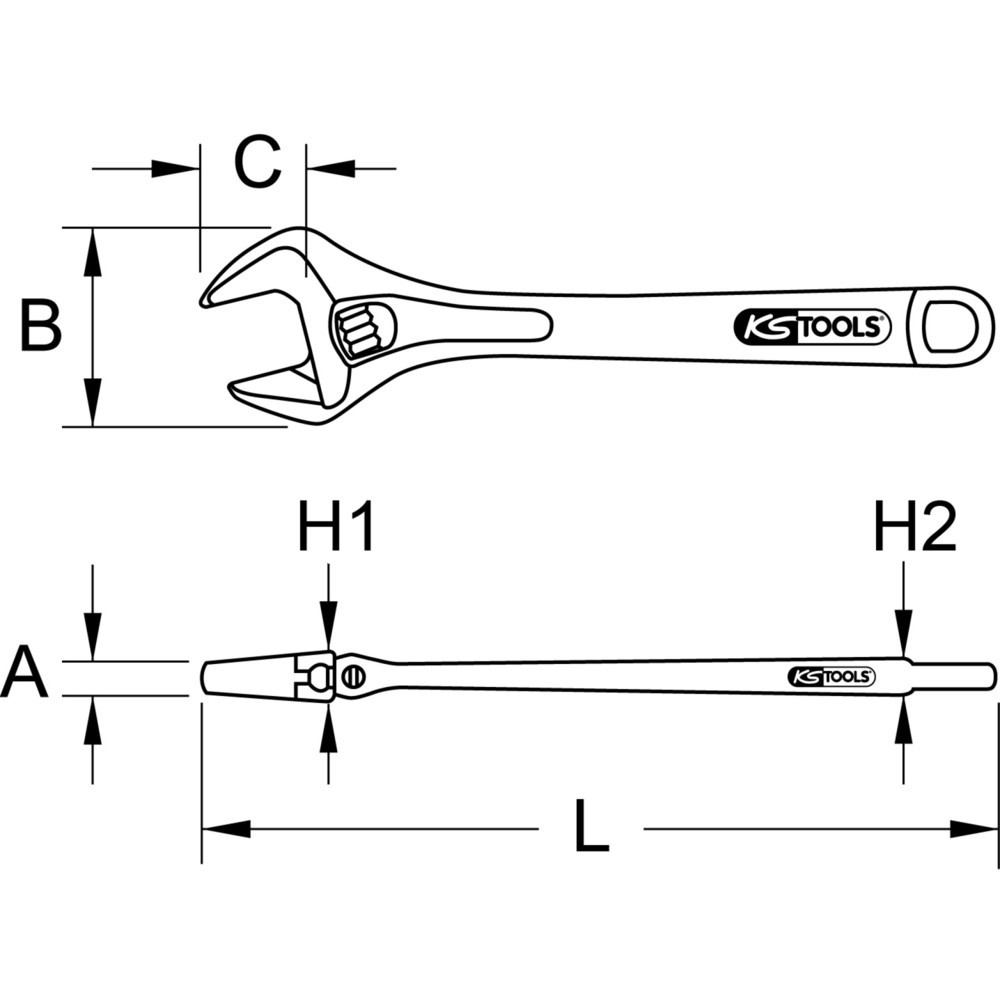 KS TOOLS EDELSTAHL Rollgabelschlüssel, verstellbar