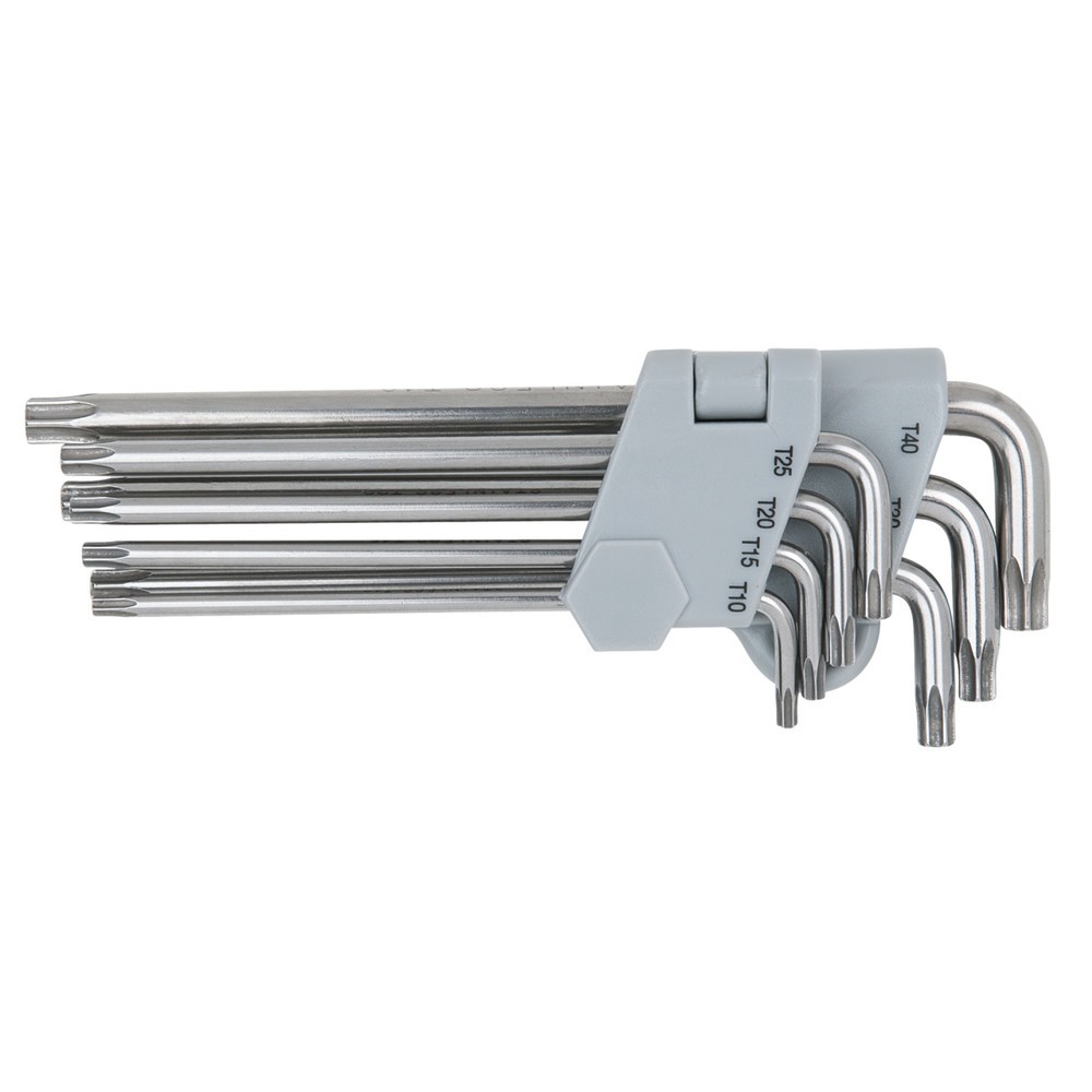 KS TOOLS EDELSTAHL Torx-Winkelstiftschlüssel-Satz mit Bohrung, lang