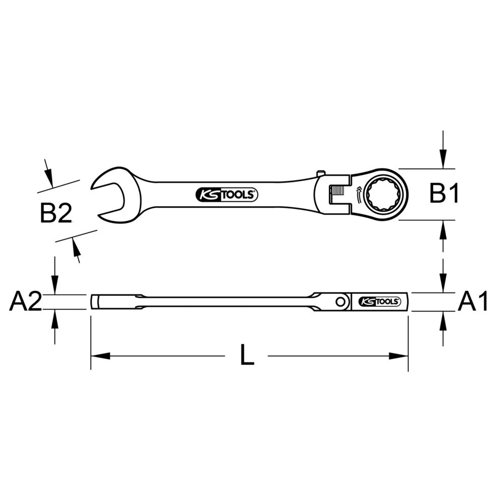 KS TOOLS GEARplus® Gelenk-Ratschenringmaulschlüssel, feststellbar