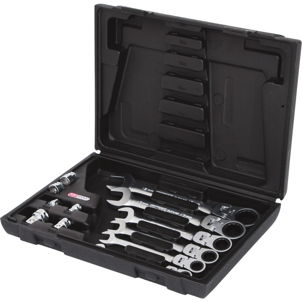 KS TOOLS GEARplus® Gelenk-Ratschenringmaulschlüssel-Satz, feststellbar
