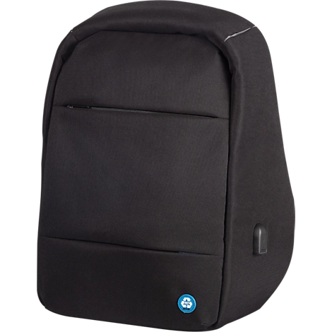 Laptop Rucksack LIGHTPAK®, für 1 Notebook bis 15,6' & 1 Tablet, Hauptfach & Reißverschlussfach, USB-Ladeport, Sicherheitsfach, Recycling-PET, schwarz