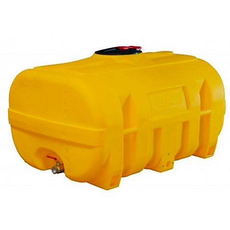 PE-Fass, kofferförmig, Polyethylen, 2'­IG­Anschluss, Dom mit Klappdeckel ø 380 mm, mit Schwallwand, gelb, B 900 x T 1200 x H 900 mm, 600 l