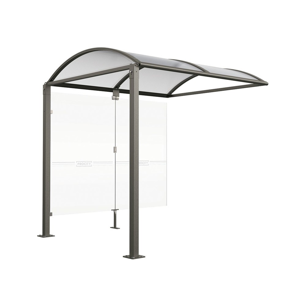 PROCITY® Fahrradüberdachung M, Erweiterung, mit Glasrückwand, feste Pfosten