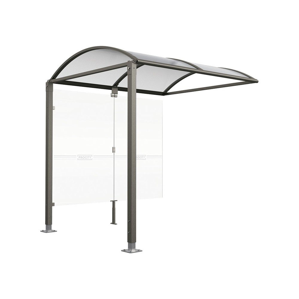 PROCITY® Fahrradüberdachung M, Erweiterung, mit Glasrückwand, höhenverstellbare Pfosten