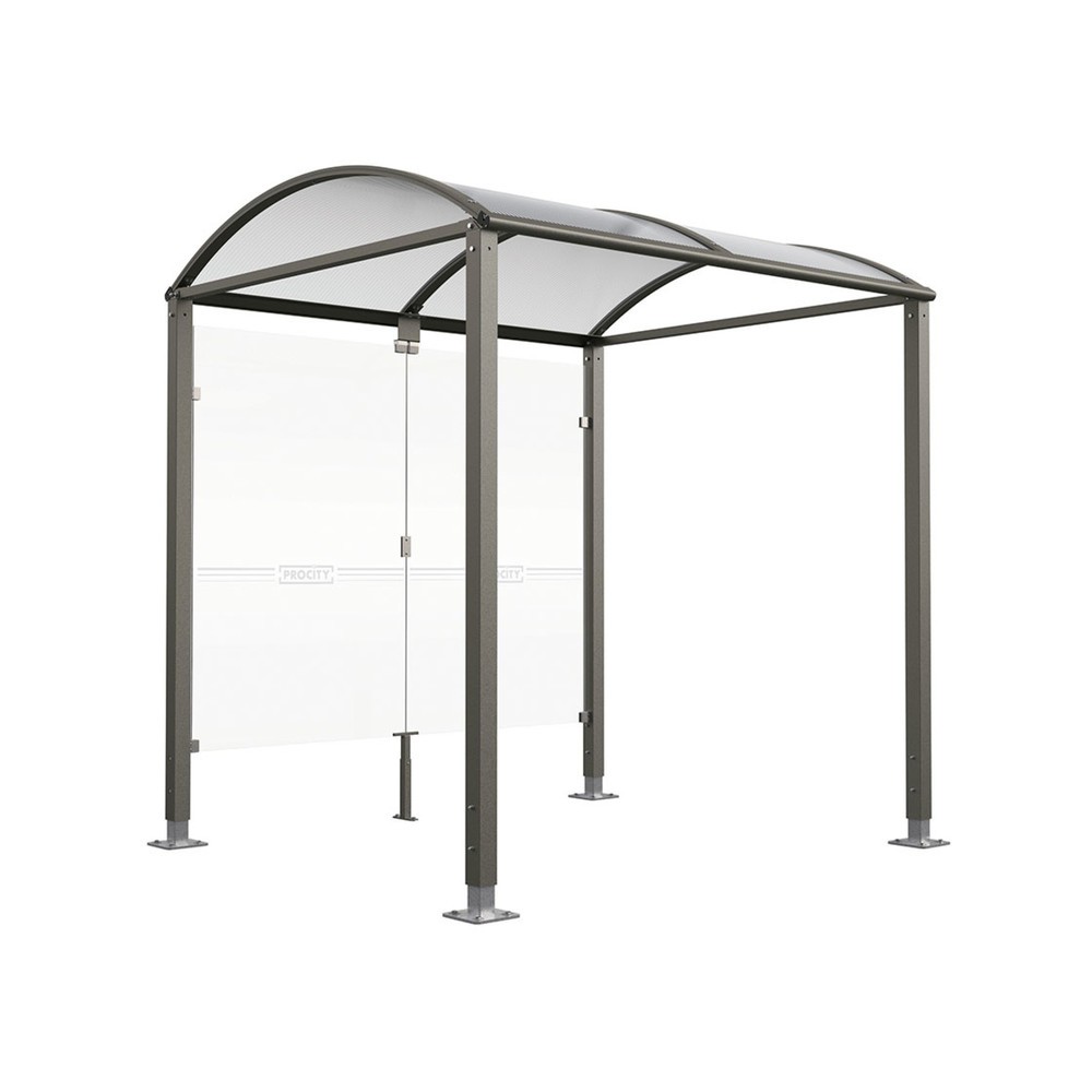 PROCITY® Fahrradüberdachung M, mit Glasrückwand, höhenverstellbare Pfosten