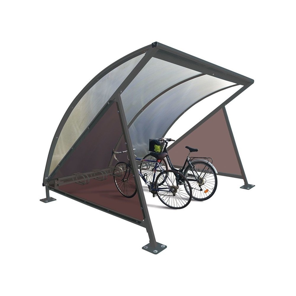 PROCITY® Halbmond-Überdachung, Grundmodell, mit getönten Verkleidungen, Fahrradständer 6 Plätze