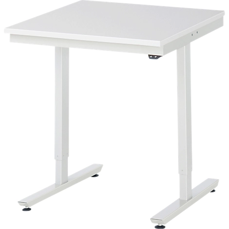 Rau Arbeitstisch Adlatus, elektrisch höhenverstellbar, 22 mm Spanplatte mit Melaminbelag, bis 150 kg, B 750 x T 800 x H 720-1120 mm, lichtgrau