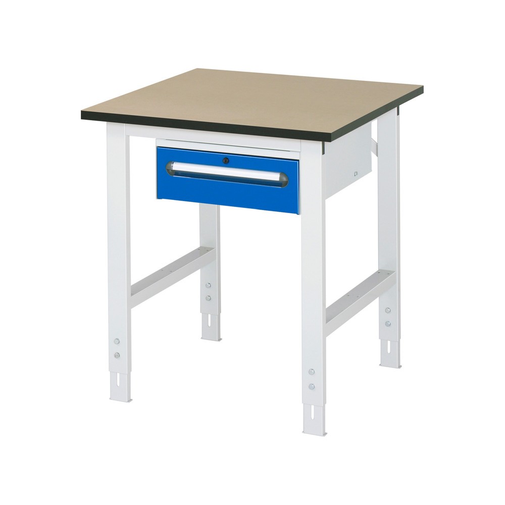 RAU höhenverstellbarer Werktisch Serie TOM, Höhe 760-1.080 mm, 1 Schublade