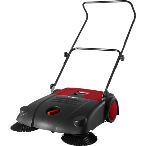 Schäfer Shop Pure Handkehrmaschine, Kehrleistung 2800 m²/h, bis 14 l, L 1100 x B 670 x H 980 mm, schwarz/rot