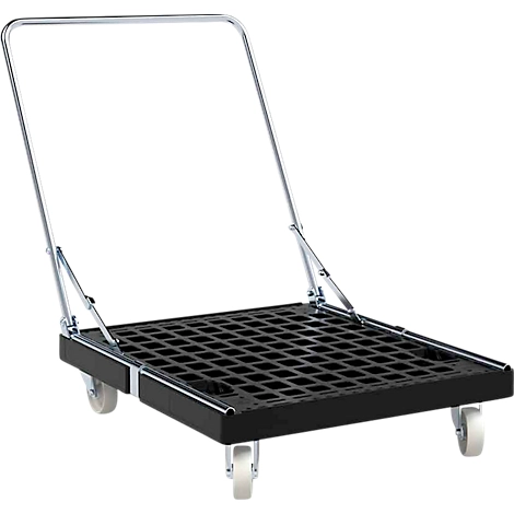 Schäfer Shop Select Transportroller BASICline, bis 500 kg, klappbarer Schiebebügel, L 815 x B 724 x H 192 mm, Recycling-HDPE, schwarz