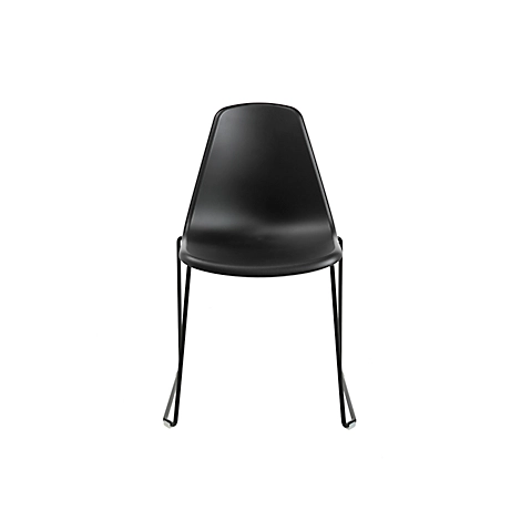 Schalenstuhl Topstar T2020, Kufengestell, ergonomische Sitzschale, stapelbar bis 4 Stück, Sitzhöhe 450 mm, 2er-Set, ohne Armlehnen, schwarz/schwarz
