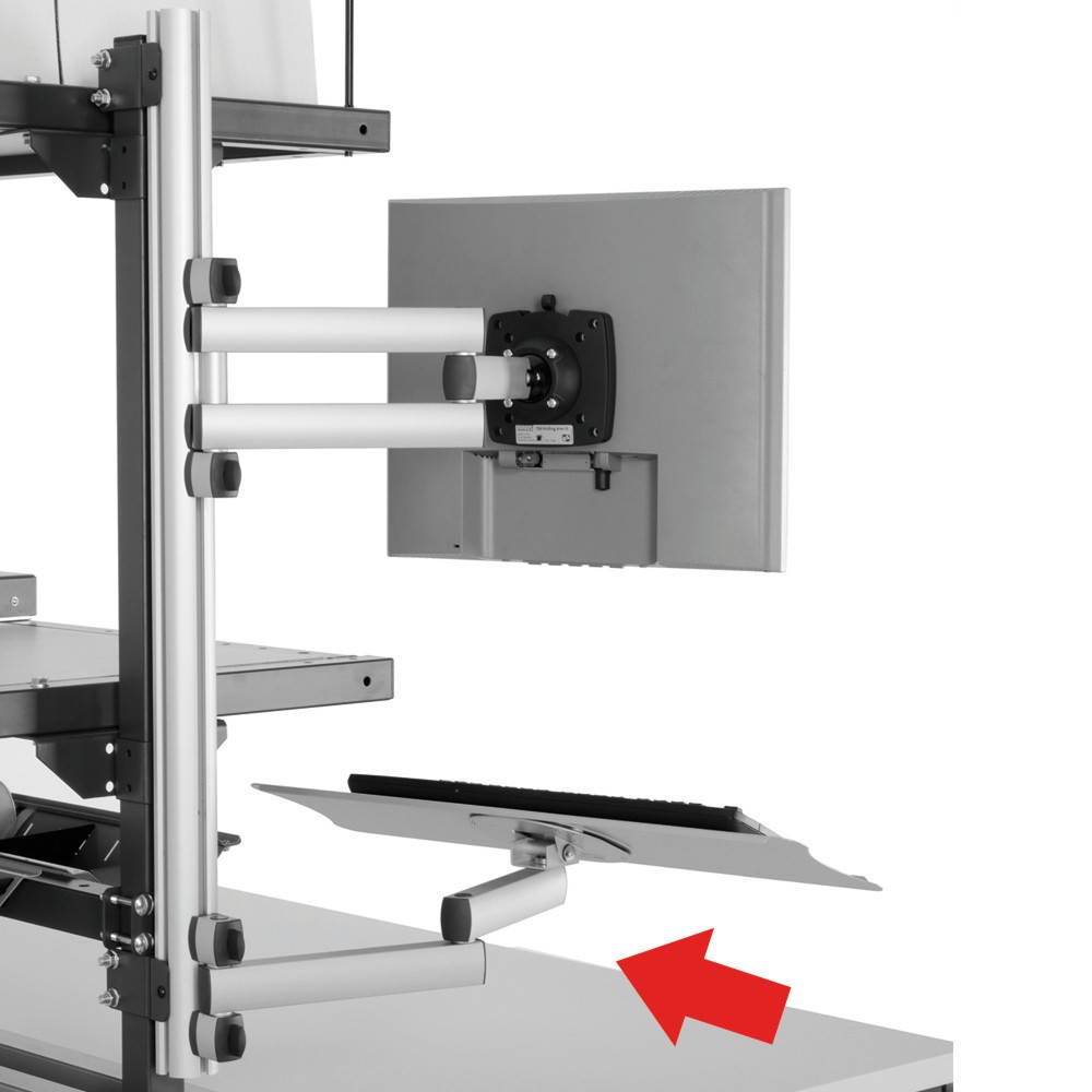 Tastatur- und Mausablage mit Gelenkarm für Rocholz Packtisch-System