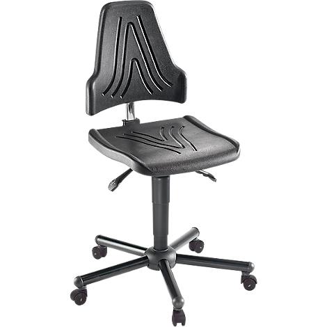 XXL-Arbeitsdrehstuhl meychair Workster Pro W19-11361, elektrisch leitfähig, mit Rollen, höhenverstellbar, bis 250 kg, Polyurethanschaum, desinfektionsmittelbeständig, schwarz